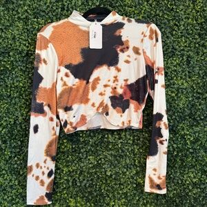 Long sleeve Cow Print Top